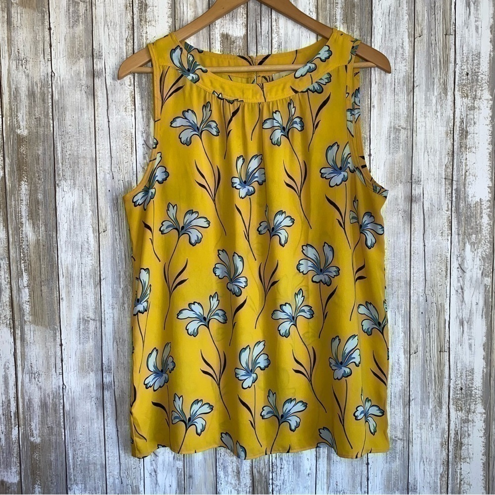 Loft Yellow Floral Sleeveless Blouse - Picture 2 of 5